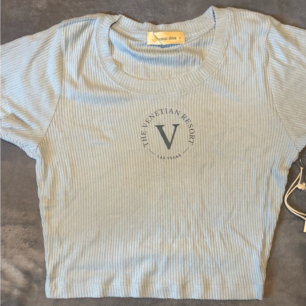 Urban Olive Blue Ribbed Crop Top